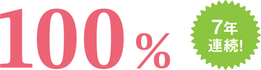 100% 7年連続!