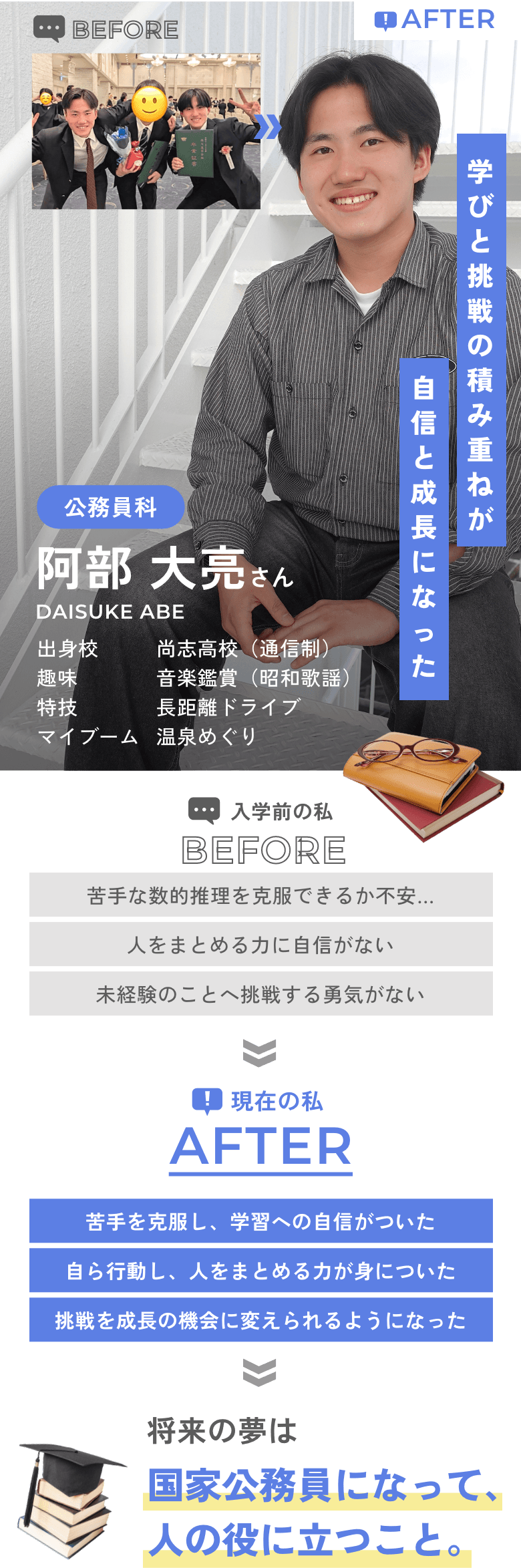 学びと挑戦の積み重ねが自信と成長になった