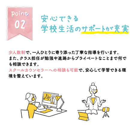 Point 02 安心できる学校生活のサポートが充実