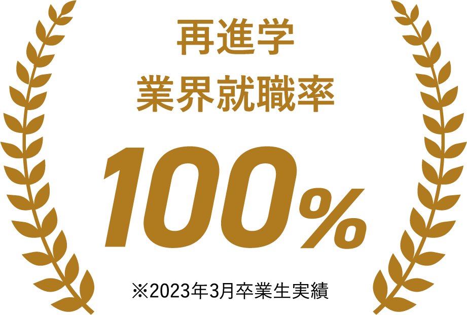 再進学業界就職率100%※2023年3月卒業生実績